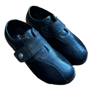 Propet Wide Width 9.5 Black Leather Classic Velcro Orthotics Lady Dress Shoes